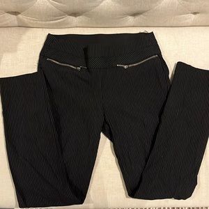 Candie’s Striped Black Mid-Rise Dress Pants